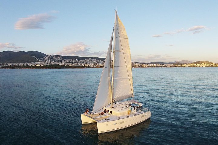 Luxury Athens Catamaran Cruise with Greek Meal & Drinks