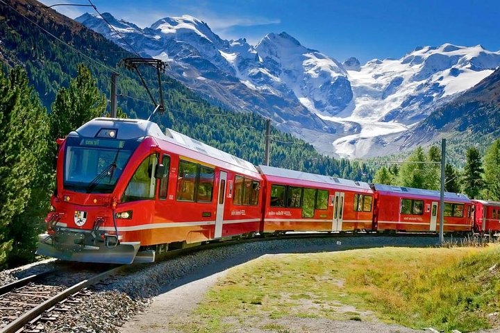 Bernina Red Train, Swiss Alps & St Moritz From Milan