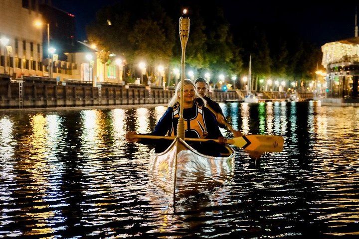 Night Canoe City Tour in Klaipeda