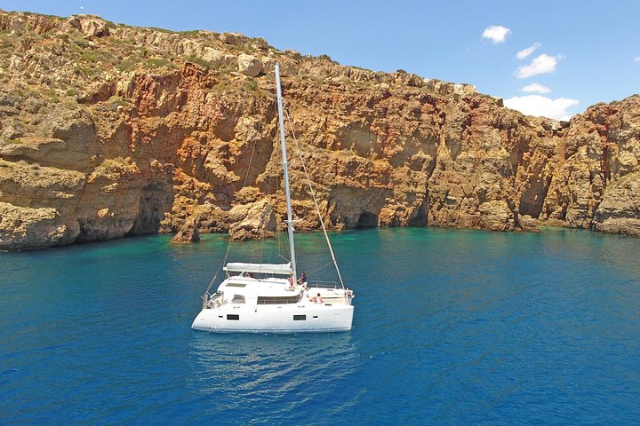 Luxury Athens Catamaran Cruise with Greek Meal & Drinks