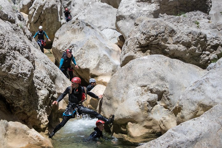 Canyoning descent of the Galamus Gorge