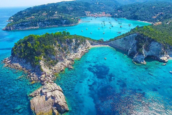 Paxos Antipaxos Blue Caves (Lakka Village) from Corfu