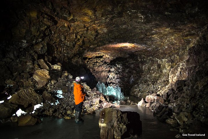 Ice Cave Lofthellir exploration - A permafrost Cave inside a magma tunnel.