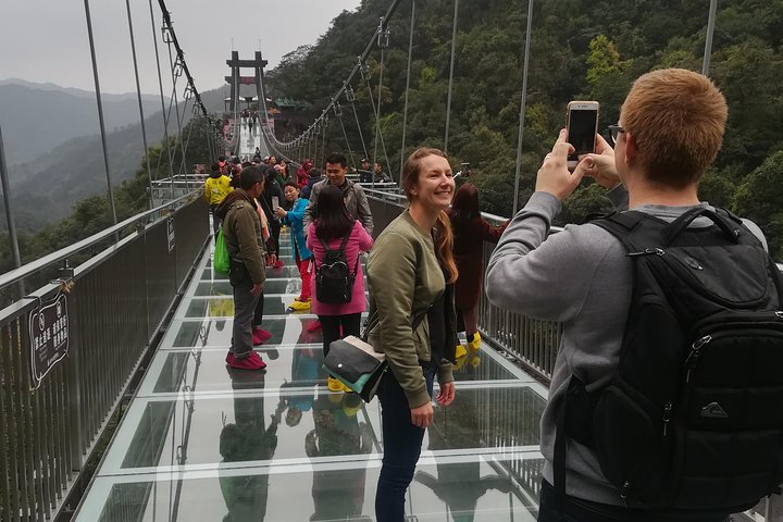 Gulong Gorge Skywalk Glass Bridge and Waterfall View Private Tour