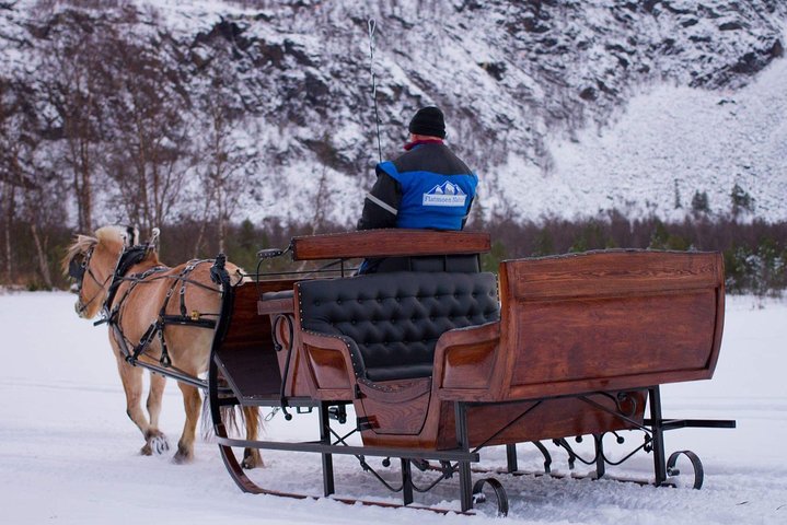 Sleigh or wagon ride in the arctic Country side