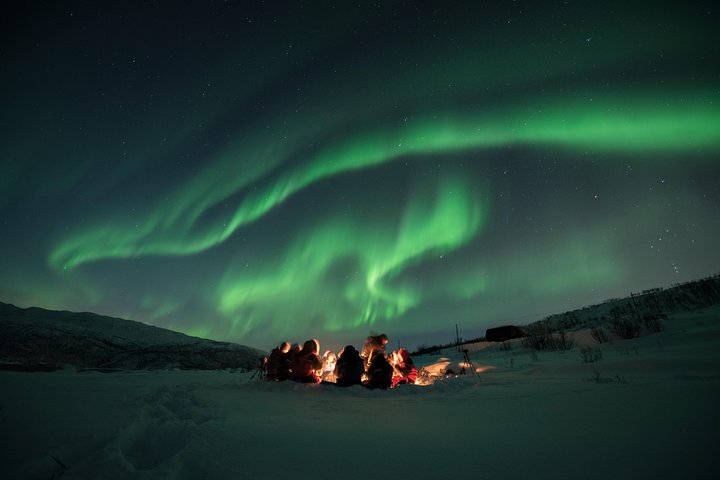 Tromso Aurora Hunt with Bonfire, Meal, Winter Suit & Photos