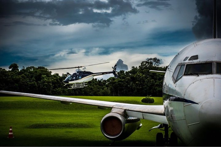 Panoramic Helicopter Flight over Iguassu Falls