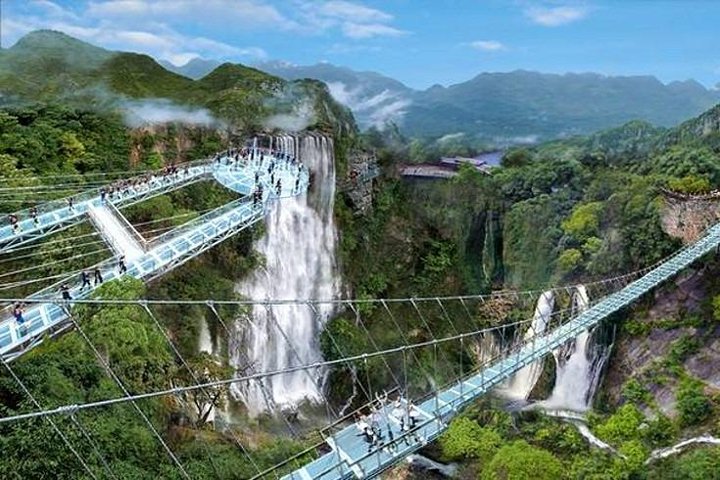 Private Tour to Gulong Canyon with Glass Bridge and Water Falls from Guangzhou