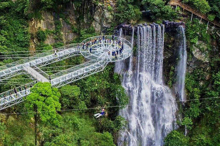 Private Tour to Gulong Canyon with Glass Bridge and Water Falls from Guangzhou