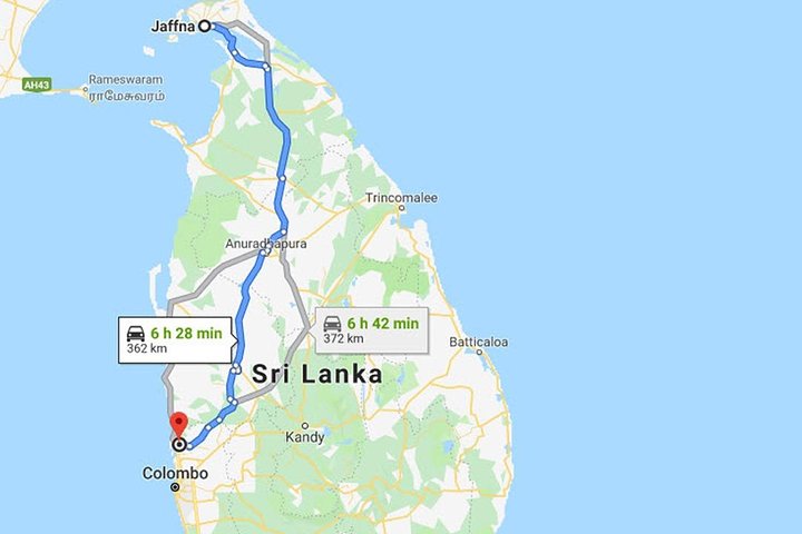 Jaffna City to Colombo (CMB) Airport Private Transfer