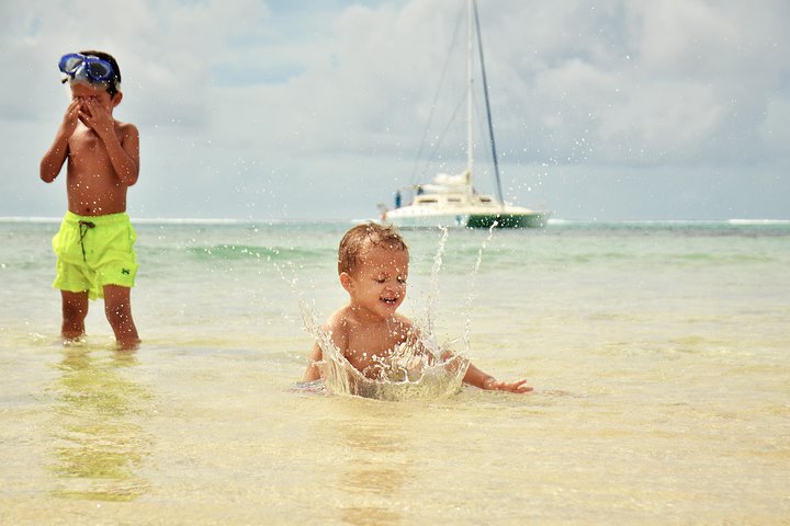 Ile Aux Cerfs full day shared catamaran with BBQ lunch & drinks