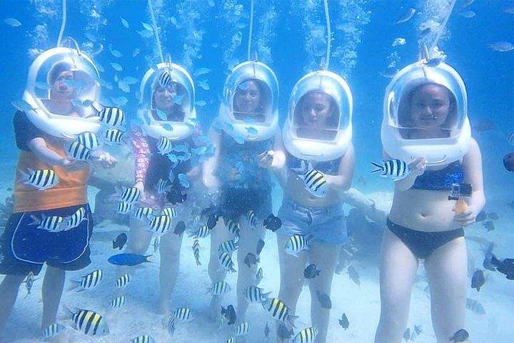 Boracay Island Hopping + Hot Kawa + Parasailing + Helmet Diving