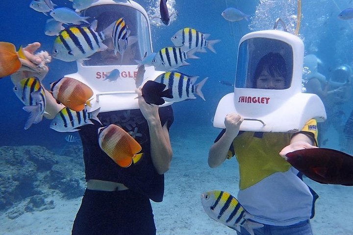 Boracay Island Hopping + Hot Kawa + Parasailing + Helmet Diving