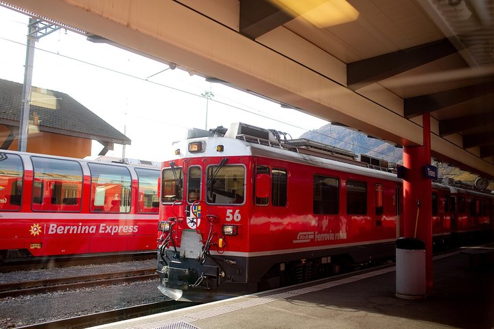 Swiss Alps Bernina Red Train and St.Moritz Tour from Milan