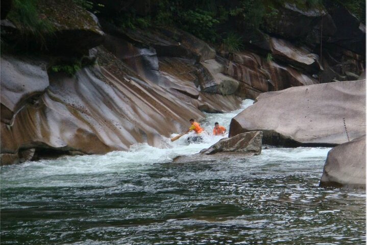 hot summer water fall &spring water river rubber boat drifting adventure.