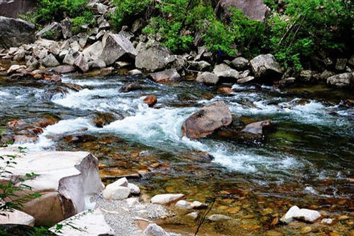 hot summer water fall &spring water river rubber boat drifting adventure.