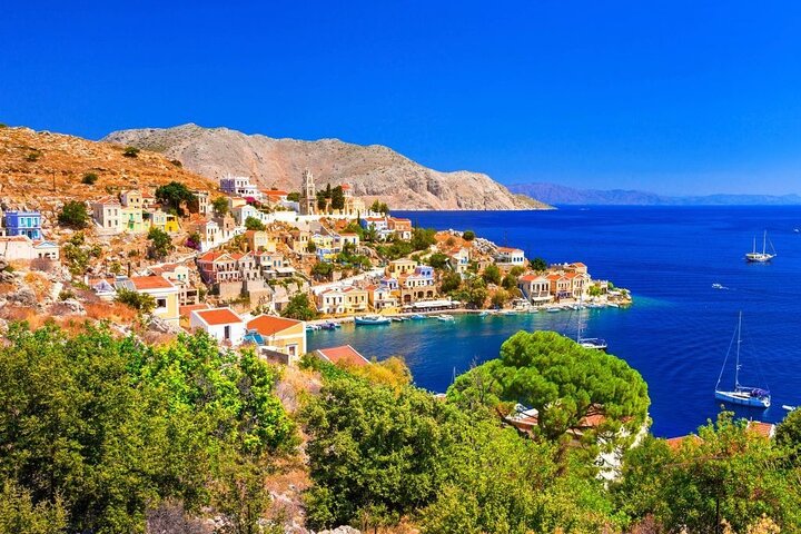 Fast Boat To Symi with a swimming stop at St George's Bay! (Only 1hr journey)