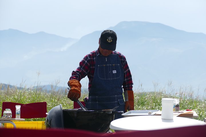 "Aka beef barbecue" to enjoy in the superb view of Aso