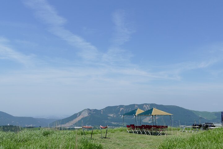 "Aka beef barbecue" to enjoy in the superb view of Aso