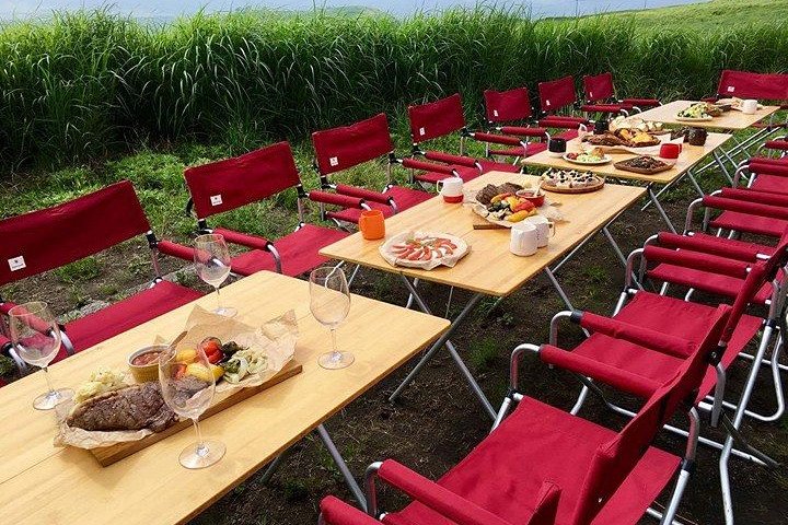 "Aka beef barbecue" to enjoy in the superb view of Aso