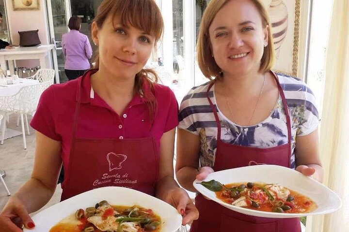 Sea View Sicilian Cooking Class & Taormina Market with Chef Mimmo