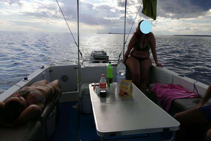 Boat tour, boat party, Dolphin watching, Fishing.