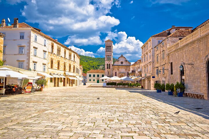 Full-Day Catamaran Cruise to Hvar & Pakleni Islands with Food and free Drinks