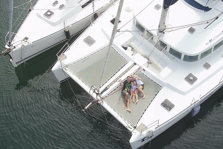 Day trip on a sailing catamaran in Sardinia