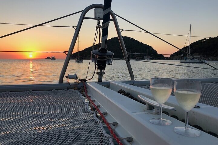 Day trip on a sailing catamaran in Sardinia