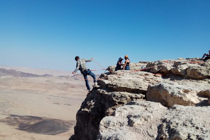 Rappelling Down the Ramon Crater Cliff