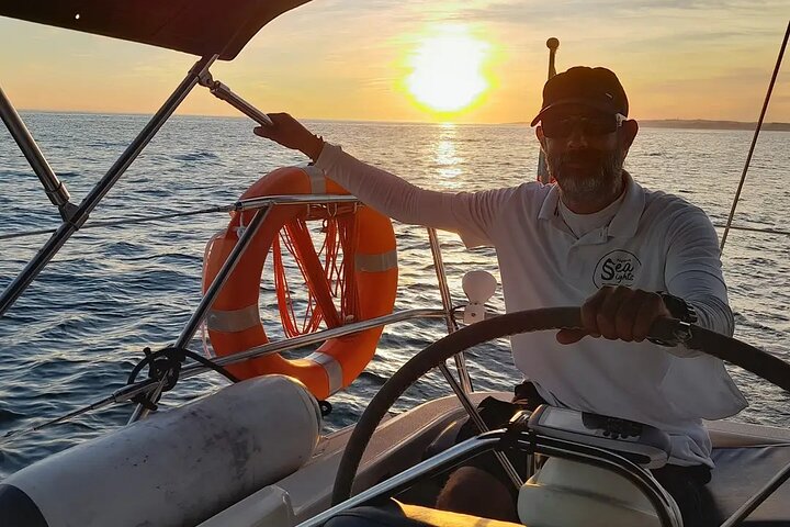 Sunset on a Luxury Sailing Yacht from Vilamoura (Max 12 Guests)