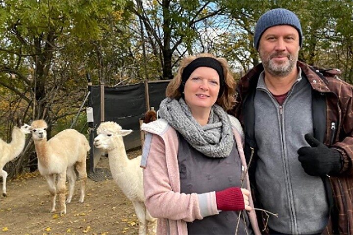 Alpaca and llama hike Moedling near Vienna