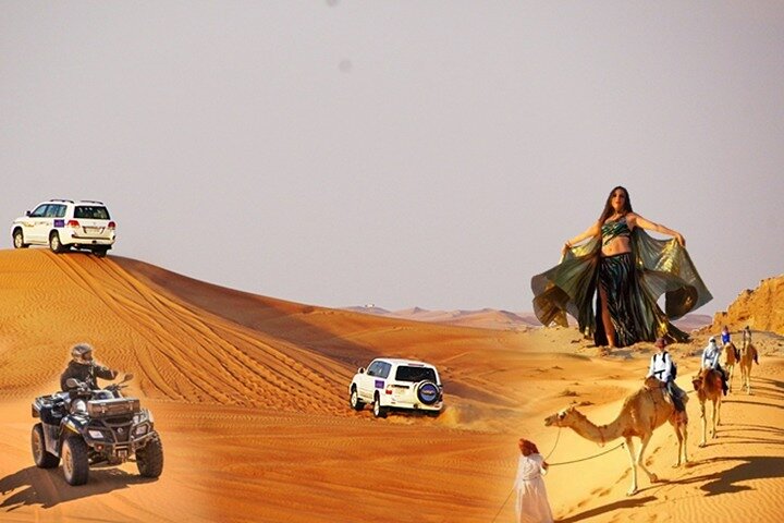 Dubai Desert Safari Dune Bashing, 60min ATV Quad, Camel Ride, BBQ
