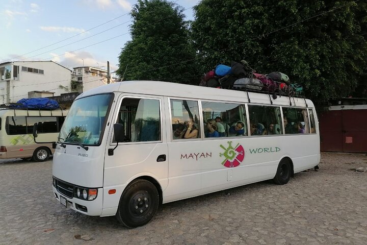 Bus transfer from Flores, Guatemala to Belize City