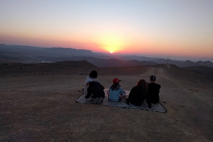 Sunset time Ramon Crater Jeep tour, bonfire and stargazing