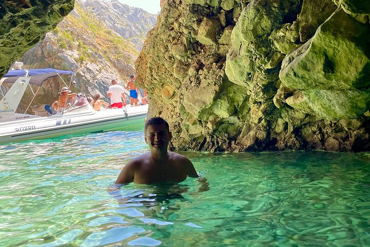 Vlore Private Boat Tour Blue Cave & Grama Bay Adventure