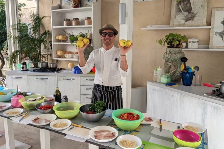 Sea View Sicilian Cooking Class & Taormina Market with Chef Mimmo