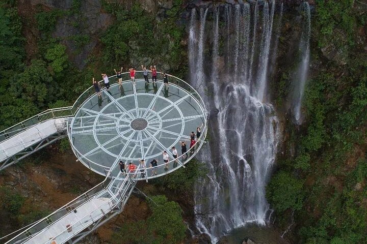 Gulong Gorge Skywalk Glass Bridge and Waterfall View Private Tour