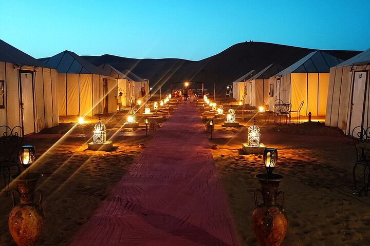 Luxury Camp in Merzouga Desert with Camel Trekking, Vehicule 4WD