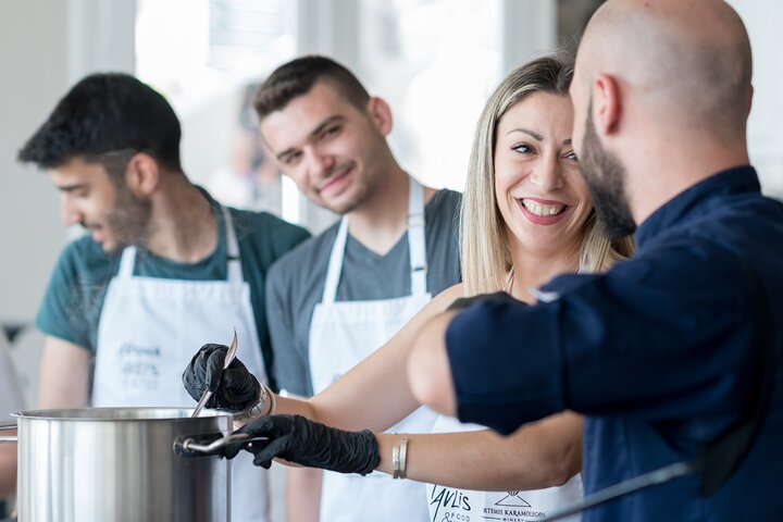 Santorini Cooking Lesson with Chef and a Bottle of Wine