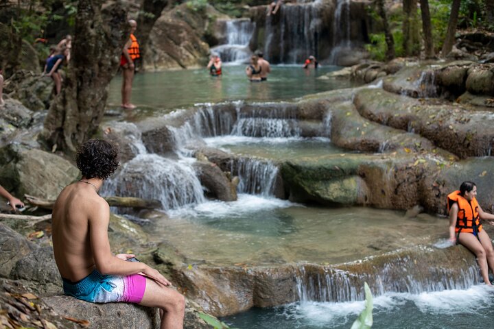 Erawan Waterfall & Train Tour from Kanchanaburi – Full Day