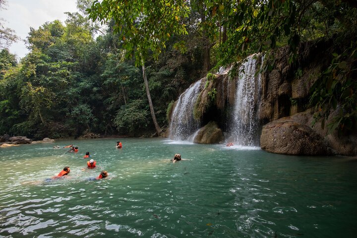 Erawan Waterfall & Train Tour from Kanchanaburi – Full Day