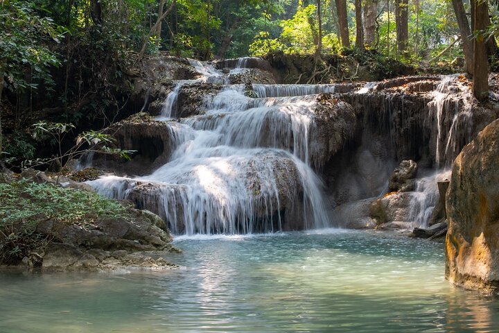 Erawan Waterfall & Train Tour from Kanchanaburi – Full Day