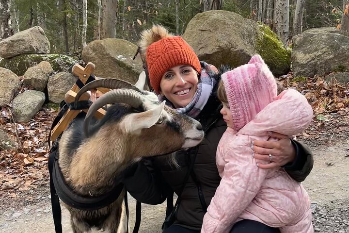 Goat Hiking, Beaver Dam Visit and picnic in Quebec forest