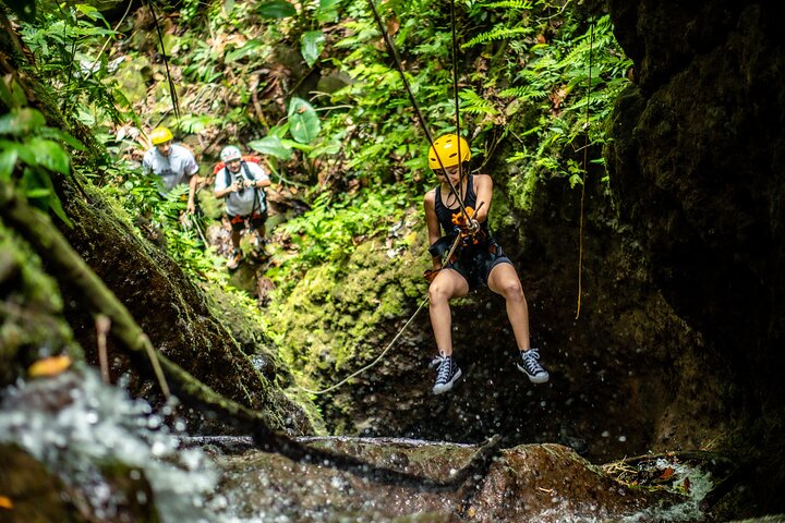 Canyoning Adventure Rappelling Waterfalls in Arenal Volcano
