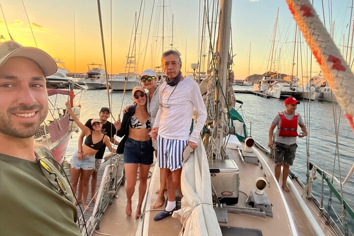 Sunset in the bay of Santa Marta in a sailboat