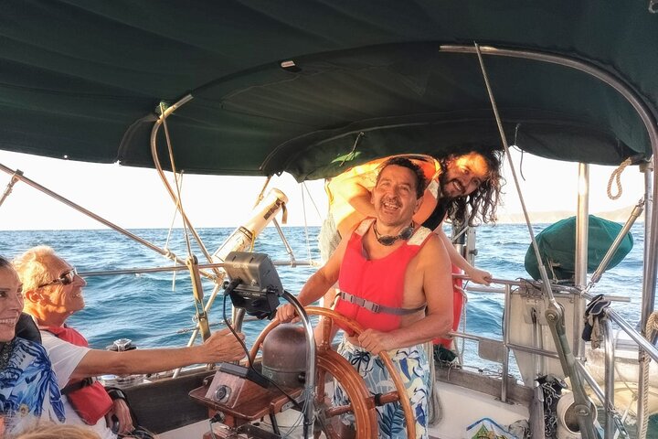 Sunset in the bay of Santa Marta in a sailboat