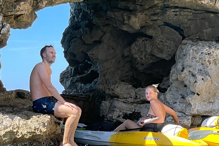 Pula: Sea Cave Kayak Tour with Snorkeling & Cliff Jumping