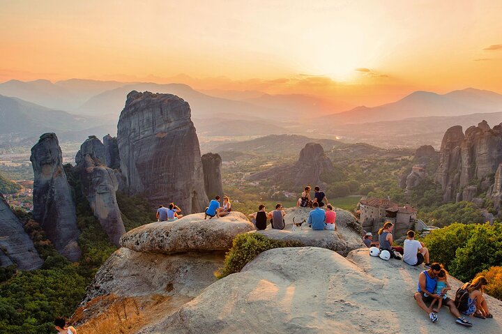 Meteora Sunset with Monastery & Hermit Caves Tour in Small Group