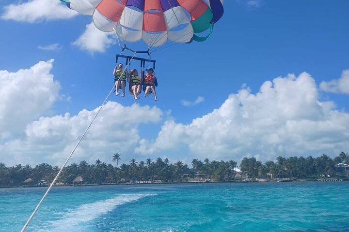 Parasailing above the Caribbean Sea